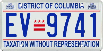 DC license plate EV9741