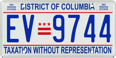 DC license plate EV9744