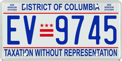 DC license plate EV9745