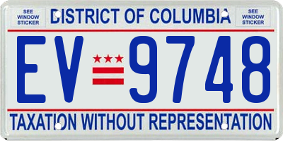 DC license plate EV9748
