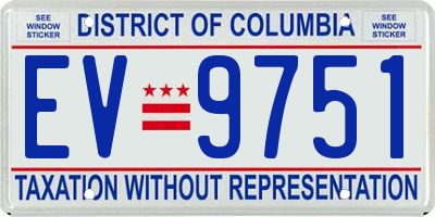 DC license plate EV9751