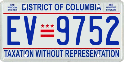 DC license plate EV9752