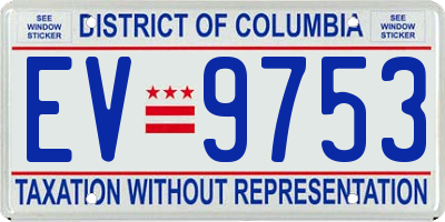 DC license plate EV9753