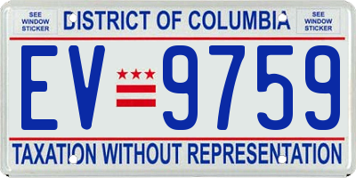 DC license plate EV9759