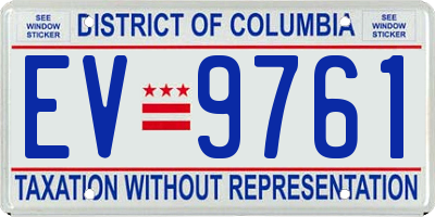 DC license plate EV9761