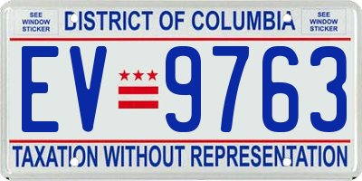 DC license plate EV9763