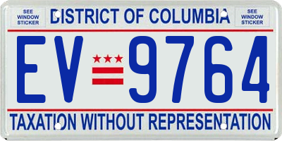 DC license plate EV9764