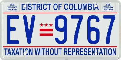 DC license plate EV9767