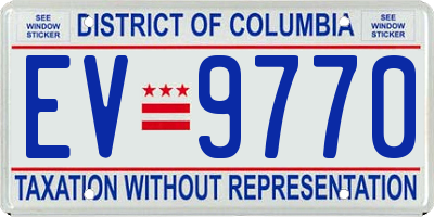 DC license plate EV9770