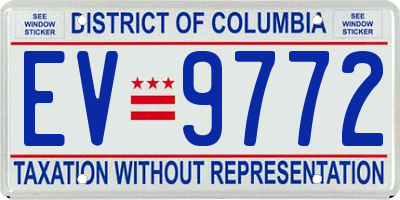 DC license plate EV9772