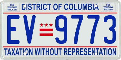 DC license plate EV9773