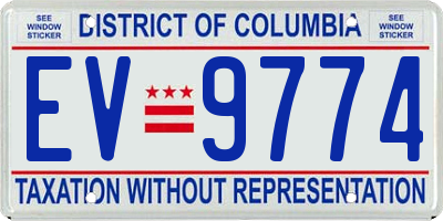 DC license plate EV9774