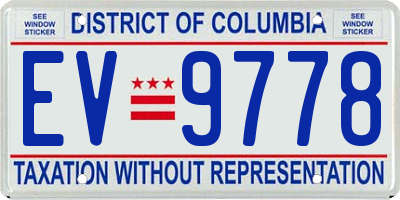 DC license plate EV9778