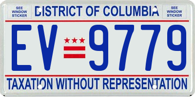 DC license plate EV9779