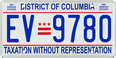 DC license plate EV9780