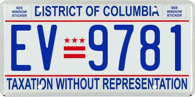 DC license plate EV9781