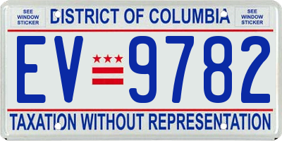 DC license plate EV9782