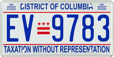 DC license plate EV9783