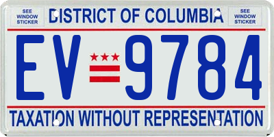 DC license plate EV9784
