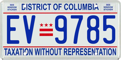 DC license plate EV9785