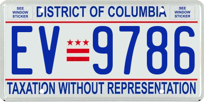 DC license plate EV9786