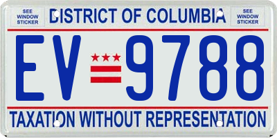 DC license plate EV9788