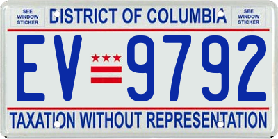 DC license plate EV9792