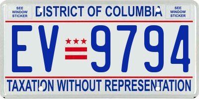 DC license plate EV9794