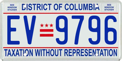 DC license plate EV9796