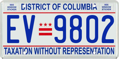 DC license plate EV9802
