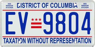 DC license plate EV9804