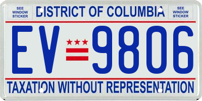 DC license plate EV9806