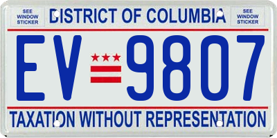 DC license plate EV9807