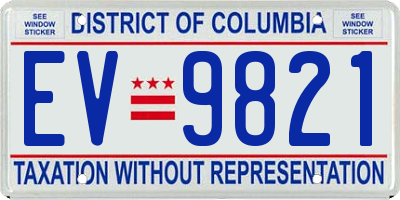 DC license plate EV9821