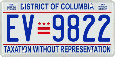 DC license plate EV9822