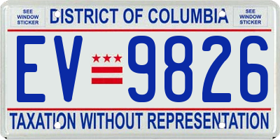 DC license plate EV9826