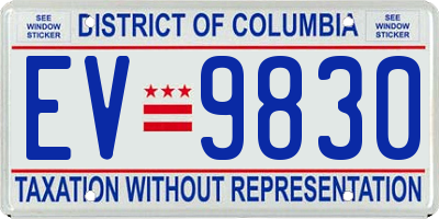 DC license plate EV9830