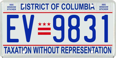 DC license plate EV9831