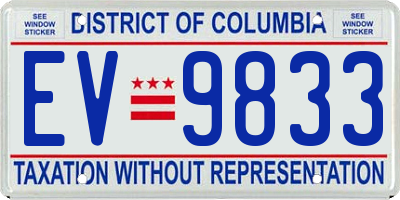 DC license plate EV9833