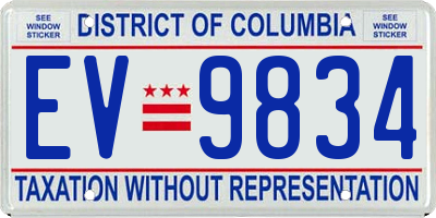 DC license plate EV9834