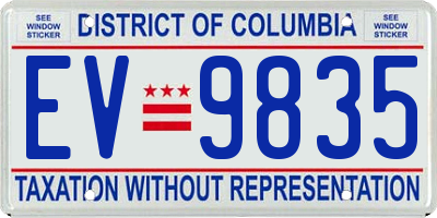 DC license plate EV9835