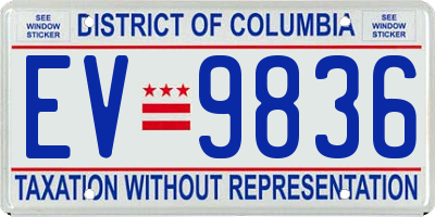 DC license plate EV9836