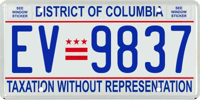 DC license plate EV9837