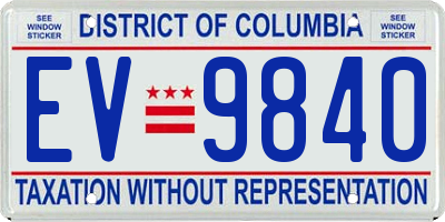 DC license plate EV9840