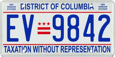 DC license plate EV9842