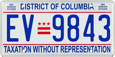 DC license plate EV9843