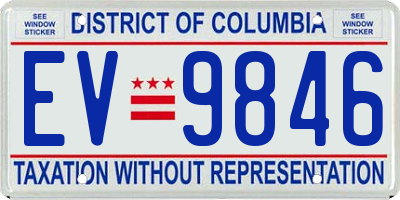 DC license plate EV9846