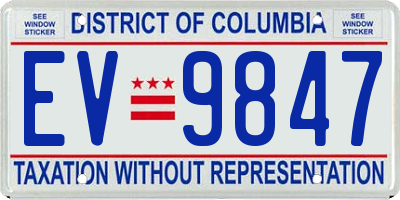 DC license plate EV9847