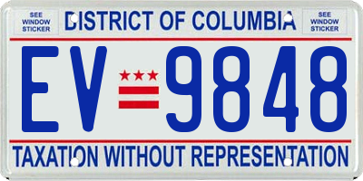 DC license plate EV9848