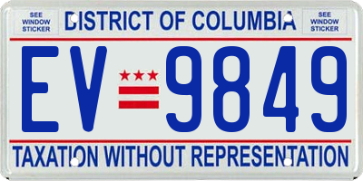 DC license plate EV9849